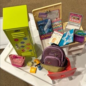 American Girl locker desk set book bag lunch books etc